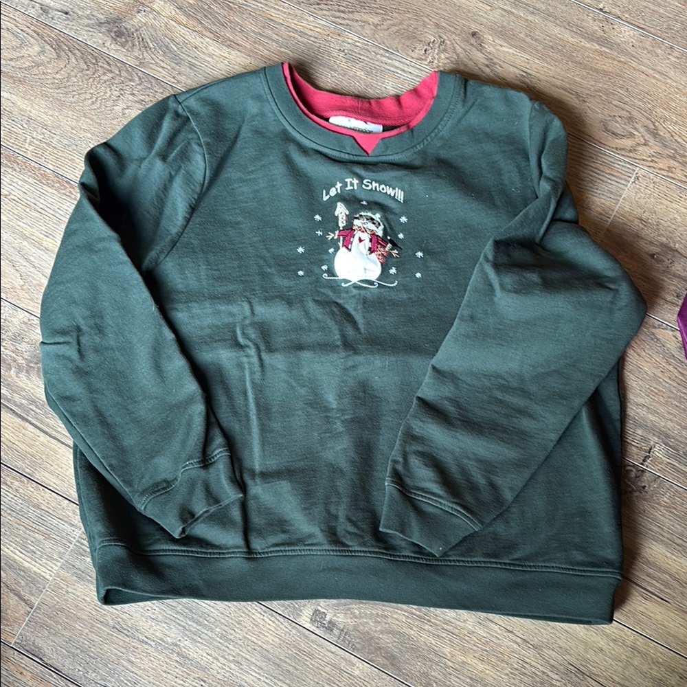 Breckenridge Green Sweater with Snowman Design